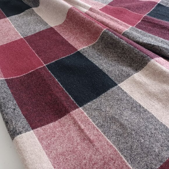 Yihua Burgundy Plaid Wool Blend Wide Leg Vintage Trousers - Picture 6 of 16